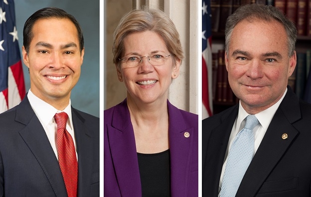 Hillary Clinton’s presidential campaign has reportedly narrowed the field of potential running mates to three candidates: U.S. Department Housing and Urban Development Secretary Julian Castro, and Sens. Elizabeth Warren (D-MA) and Tim Kaine (D-VA)