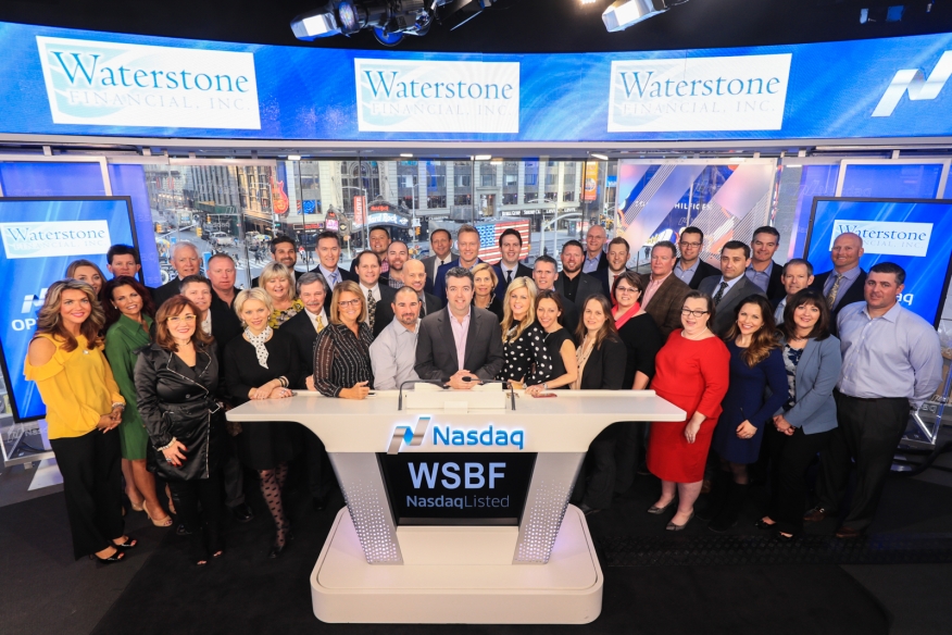 Members of the Waterstone Mortgage Corporation executive team, as well as 40 of the company’s top mortgage loan originators, recently visited New York City to participate in the Market Bell Opening Ceremony at Nasdaq