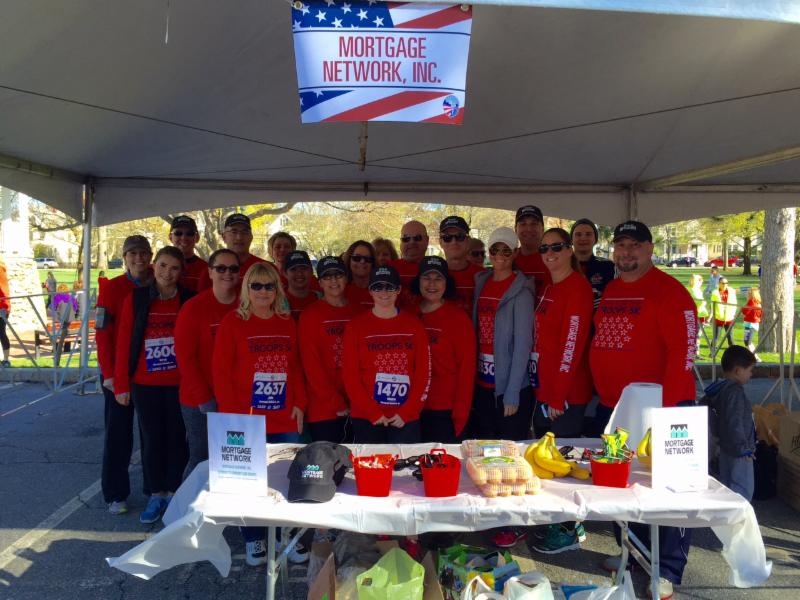 Forty-four employees and friends from nine offices of Mortgage Network Inc. participated in the recent Run for the Troops 5K in downtown Andover, Mass., that will help build a new custom home for a wounded Connecticut soldier