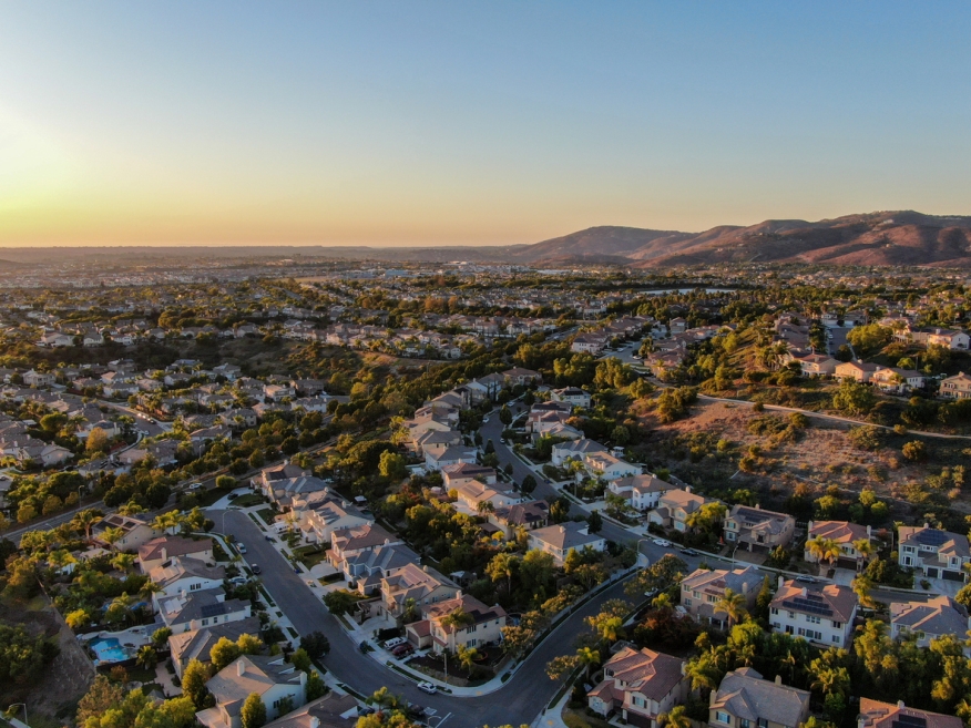 Aerial view of homes in California. Credit: iStock.com/ThomasDeWever