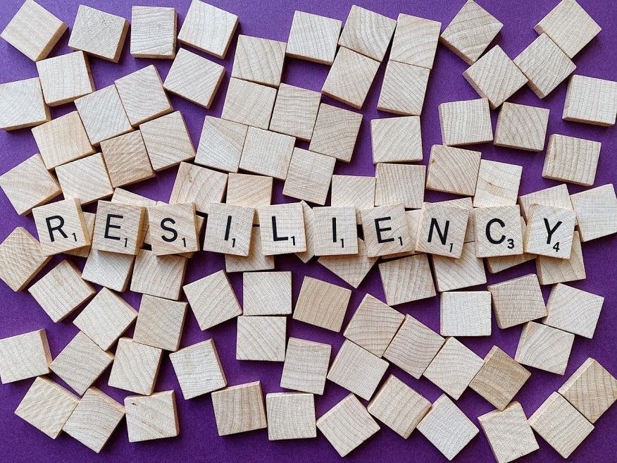 The word resiliency spelled in scrabble letters.