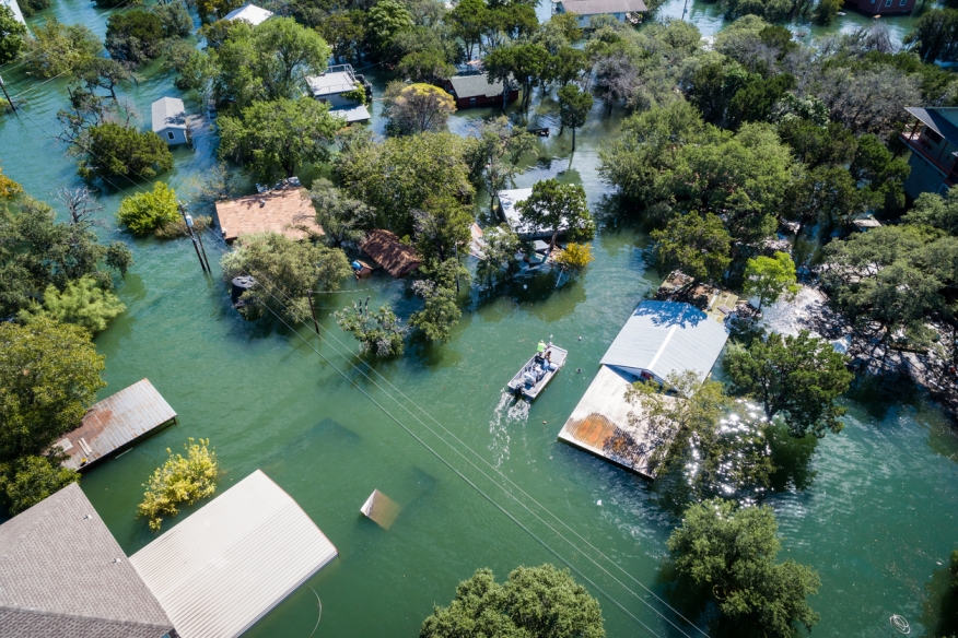 Aerial view of a flooded area. Credit: iStock.com/RoschetzkyIstockPhoto