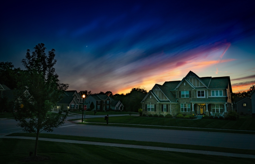 Neighborhood at dawn. 