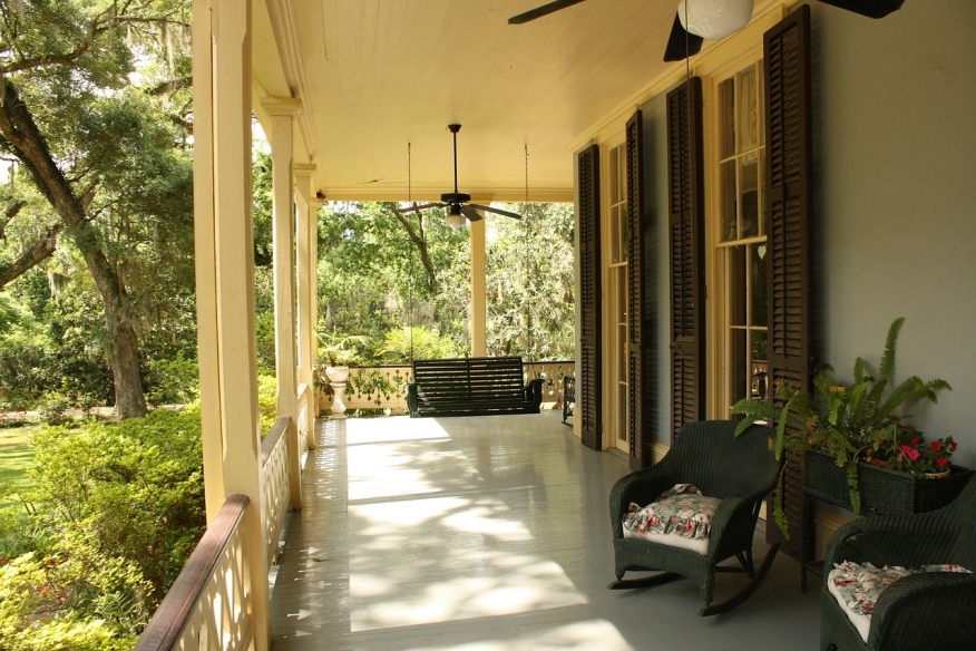 Front porch of a rural home. 