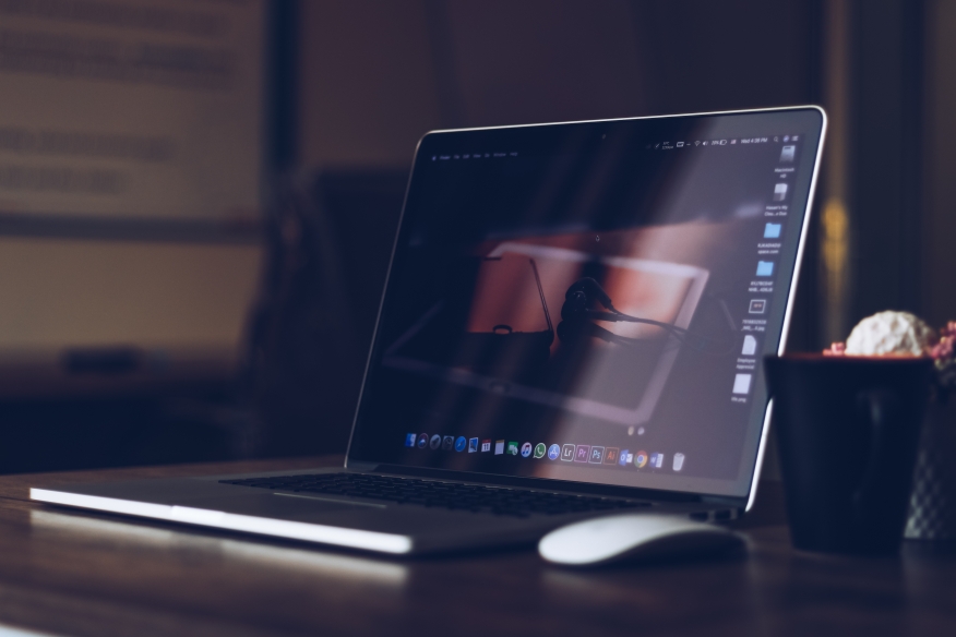 Laptop on a desk at home.