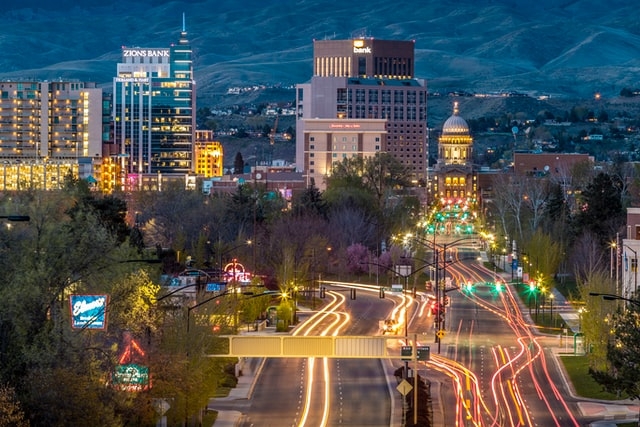 Photo of Boise, Idaho in the evening.
