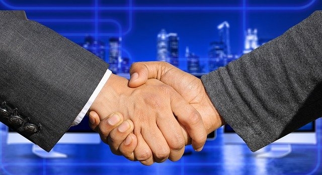 Handshake signifying an agreement or deal.