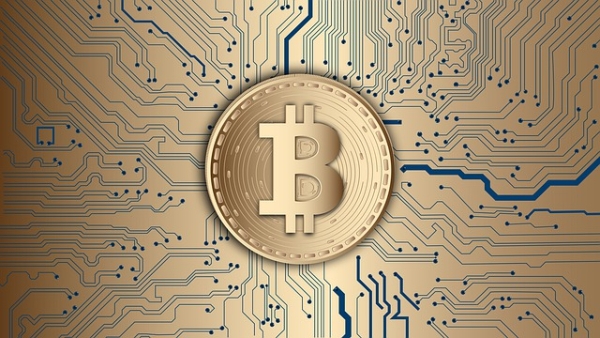 Digital bitcoin artwork.