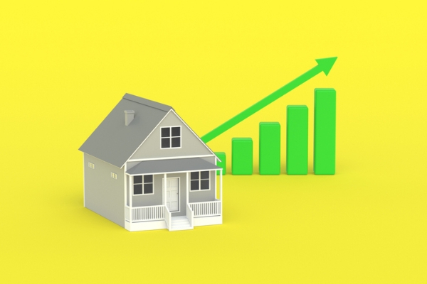 Digital photo of a house with a chart showing home price appreciation. Credit: iStockphoto.com/OlekStock