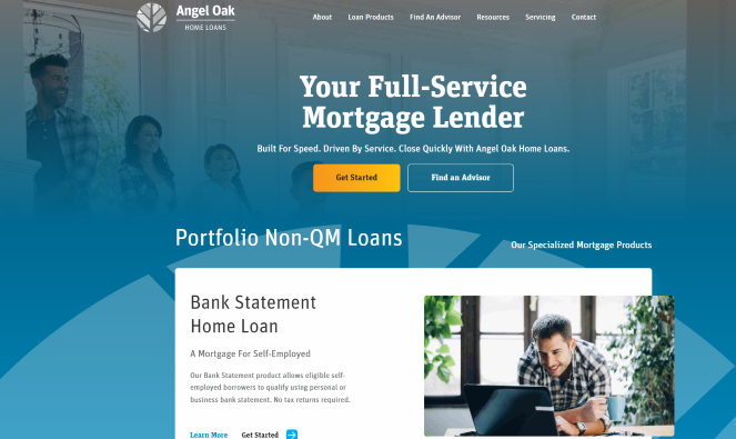 Angel Oak Home Loans website