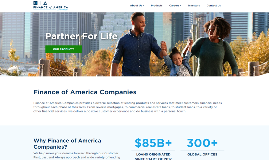 Finance of America website