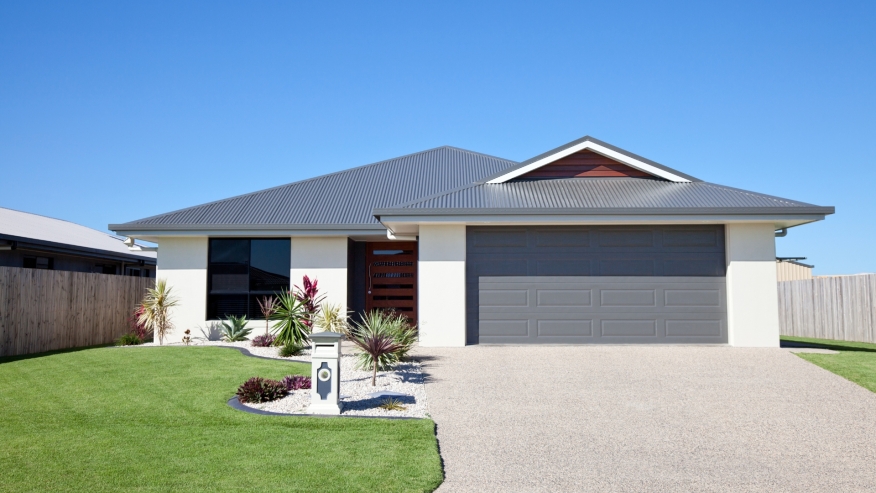 Home with garage door closed