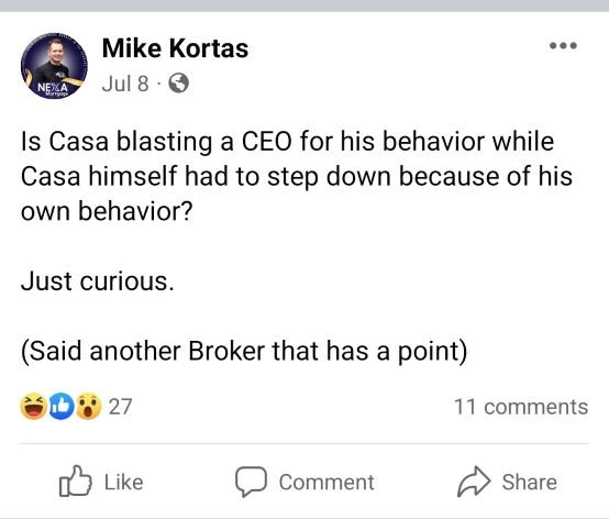 Mike Kortas post on Casa