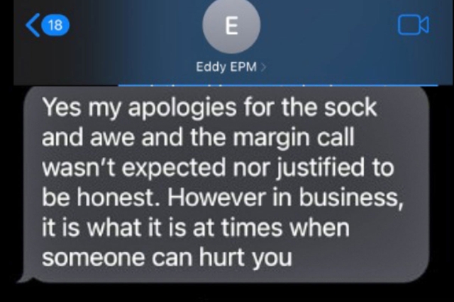 EPM CEO Eddy Perez Text Message cropped