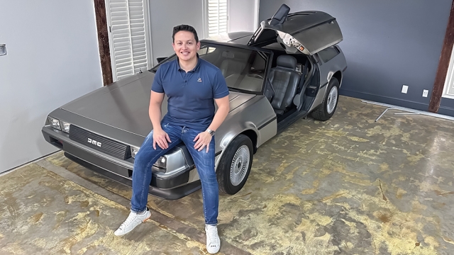 Christian Rodriguez with his collector DeLorean