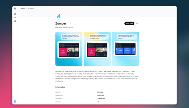 Zumper launches ChatGPT integration enabling renters to search listings, view market data, and schedule tours through conversational AI prompts