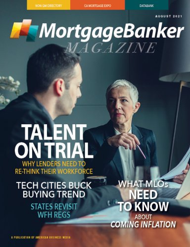 The August 2021 cover of Mortgage Banker Magazine