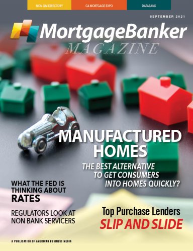 Cover of the September 2021 edition of Mortgage Banker Magazine