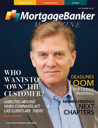 The cover  of the October edition of Mortgage Banker Magazine featuring Brian Levy.