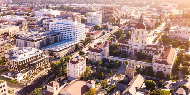 Overhead shot  of Pasadena, CA, home of the mortgage expo.