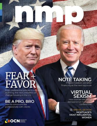 Donald Trump and Joe Biden appear on the October 2020 cover of NMP Magazine.