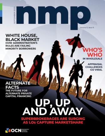 Silhouetted mortgage ‘superbrokers‘ appear on the September 2020 cover of NMP Magazine.