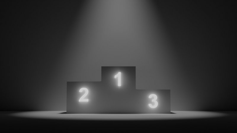 A pedestal displays 1, 2, 3.