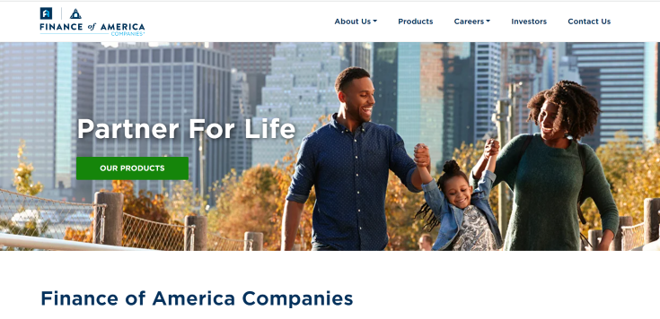 Finance of America webpage